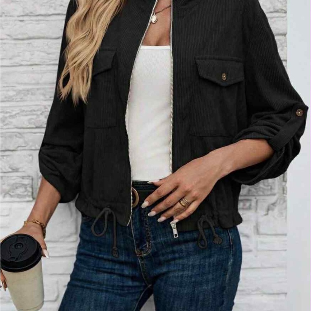 SHEIN Black Utility Jacket for Women-Small